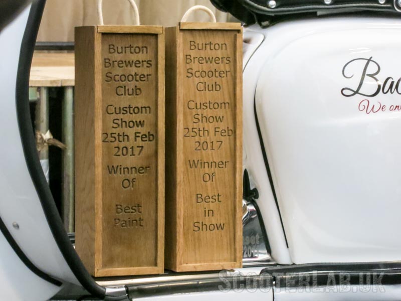 Trophies were bottles of Burton Brewers SC beer in presentation boxes