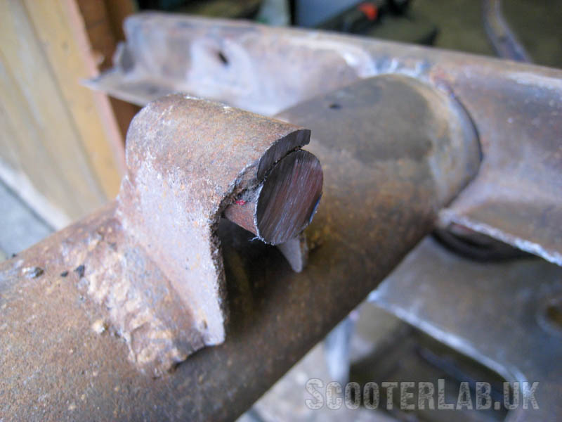 Cut off the worn section of pin. You can do this with a saw or a disc cutter. 