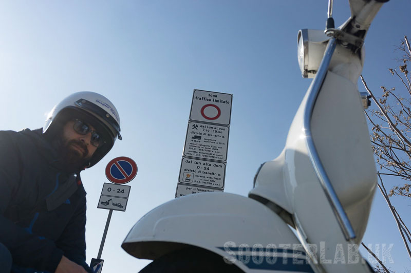 Mauro with his Vespa at the exclusion zone today...