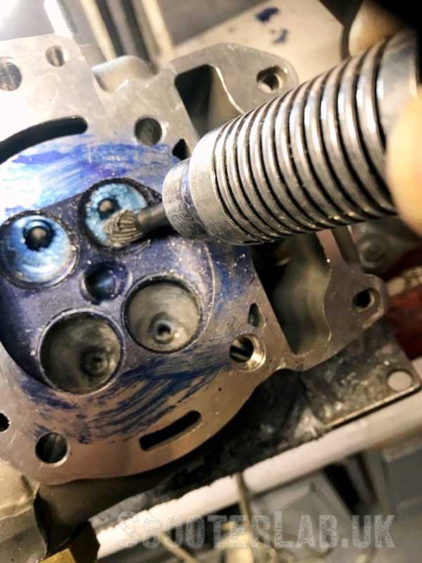 The Malossi v4 cylinder head was gas flowed for optimum flow
