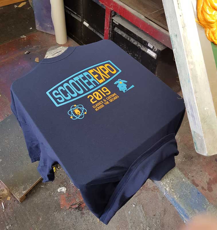 ScooterExpo t-shirts hot off the carousel, only limited stocks so get one quick on the day...