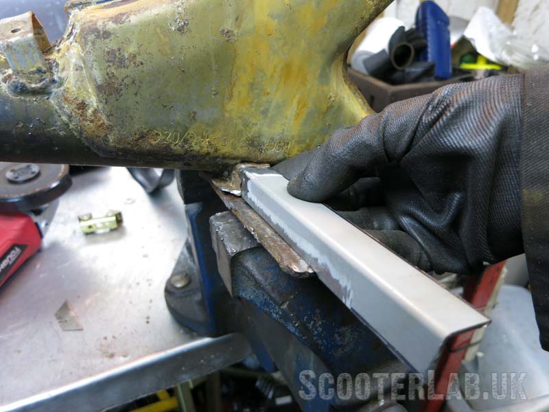Rear strut re-fabricated from an old bit of box-section steel
