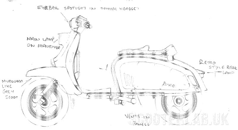 Hand-drawn design for new 'Retro' model...