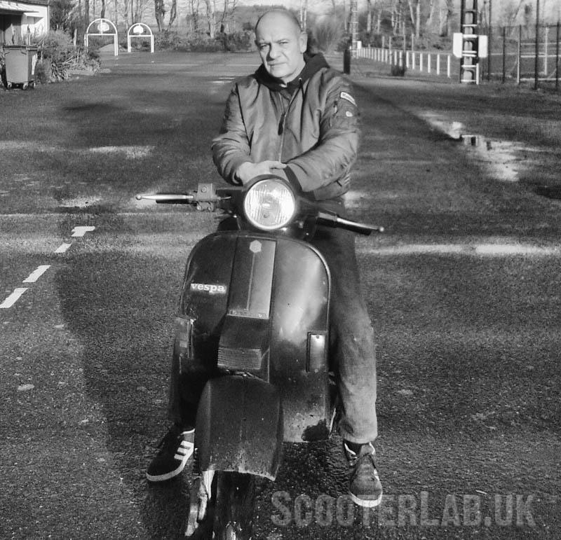 Geoff on his 208cc Vespa PX125