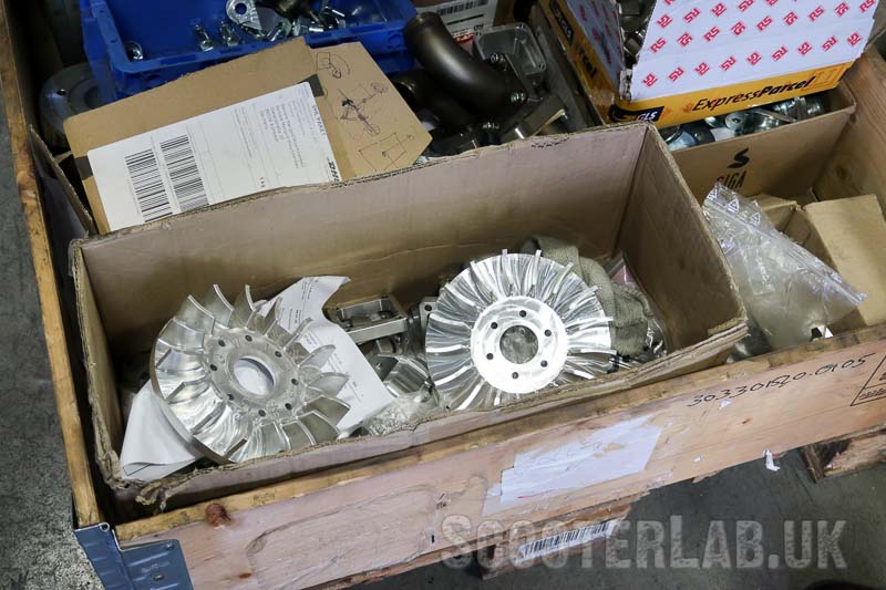 Harald's long-fin CNC fan for the SIP Vape Lambretta ignition which he has nicknamed 'Blow Job'.