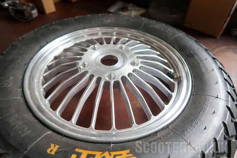 Stunning KR Automation CNC aluminium tubeless wheel for Vespa