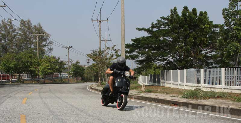 SLUK test rode the rapid electric Scomadi in Thailand - it beats a GTS 300 on acceleration
