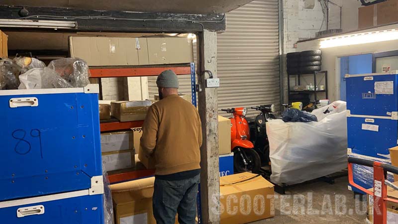 RetroTech are currently unpacking and cataloguing spare parts and new scooters