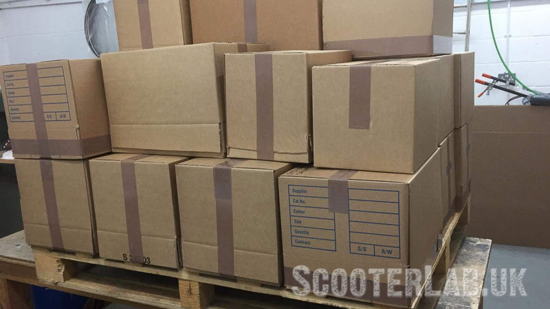 A pallet of SLUK Plastics heading to SIP - export made easier because the materials originate in the UK