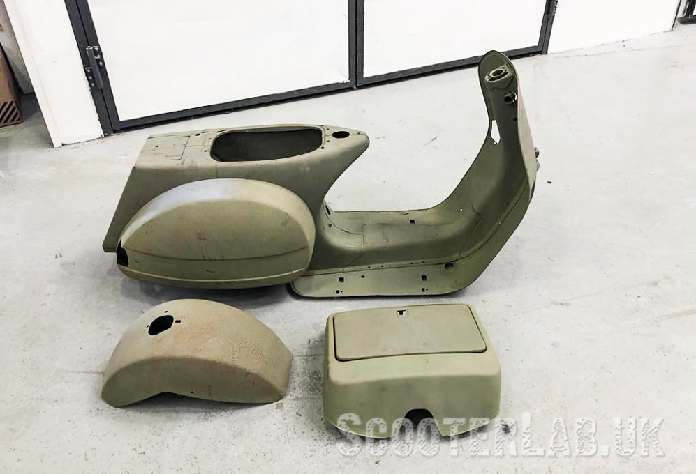 vespa t5 frame stripped down